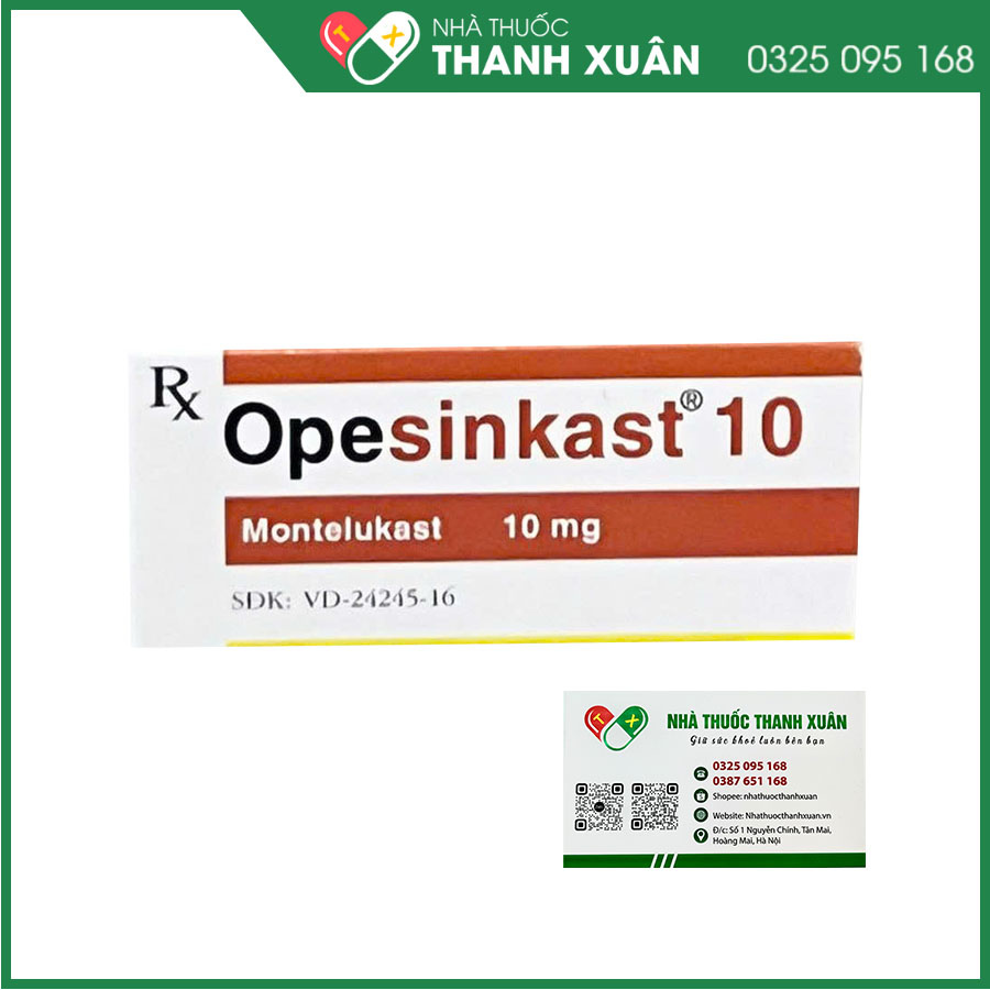 Thuốc Opesinkast 10mg dự phòng và điều trị hen phế quản mãn tính và viêm mũi dị ứng theo mùa